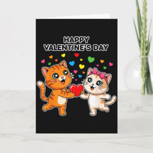 Frohen Valentinstag Süße Katzen Liebe Herz Cartoon Karte