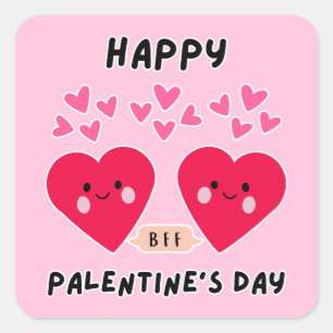 FROHEN VALENTINSTAG SÜSSE LIEBESHERZ QUADRATISCHER AUFKLEBER