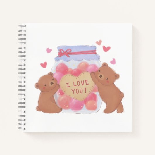 Frohen Valentinstag Süße Teddybären Notizblock (Vorderseite)