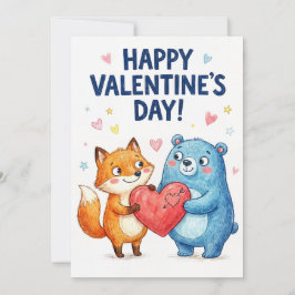 Frohen Valentinstag - Süßer Bär und Fuchs Liebe Feiertagskarte