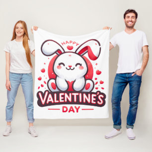 Frohen Valentinstag Süßes Kaninchen Fleecedecke