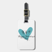 Frohen Valentinstag Türkis-Herz-Name Buchstabe Gepäckanhänger (Vorderseite vertikal)