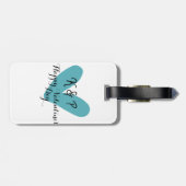 Frohen Valentinstag Türkis-Herz-Name Buchstabe Gepäckanhänger (Rückseite horizontal)