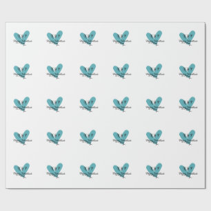 Frohen Valentinstag Türkis Herz Name Buchstabe  Geschenkpapier