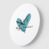 Frohen Valentinstag Türkis Herz Name Buchstabe Große Wanduhr (Winkel)