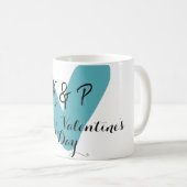 Frohen Valentinstag Türkis-Herz-Name Buchstabe Kaffeetasse (VorderseiteRechts)