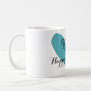 Frohen Valentinstag Türkis-Herz-Name-Buchstabe Kaffeetasse