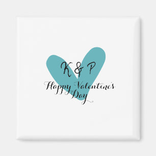 Frohen Valentinstag Türkis Herz Name Buchstabe  Magnet