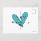 Frohen Valentinstag Türkis Herz Name Buchstabe Postkarte (Rückseite)