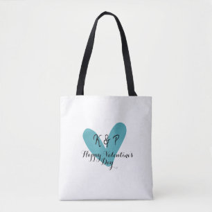 Frohen Valentinstag Türkis-Herz-Name-Buchstabe  Tasche