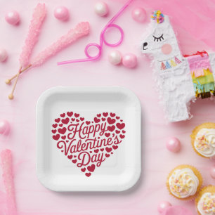 Frohen Valentinstag Valentine Liebe Herz Pappteller