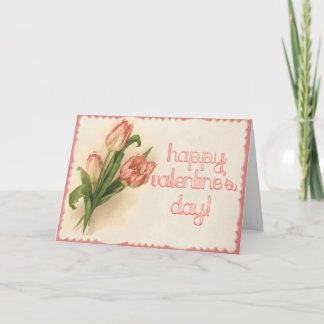 Frohen Valentinstag Vintage-Tulpenstrauß Blank Feiertagskarte