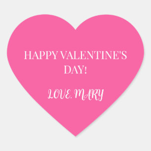 Frohen Valentinstag von Name Pink Herz-Aufkleber