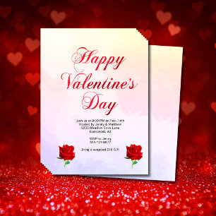 Frohen Valentinstag Weiche Pastellrote Rosen Party Flyer