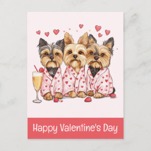 Frohen Valentinstag Yorkie Hunde Postkarte