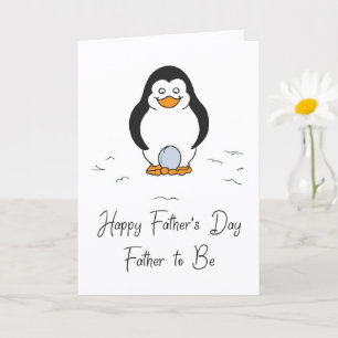Frohen Vatertag an den werdenden Vater Pinguin mit Karte