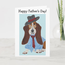 Frohen Vatertag Basset Hound im Hemd und Krawatte Karte