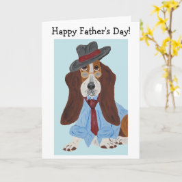 Frohen Vatertag Basset Hound im Hemd und Krawatte Karte