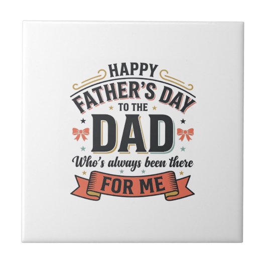 Frohen Vatertag Dad Vintage-Typografie Fliese (Vorderseite)