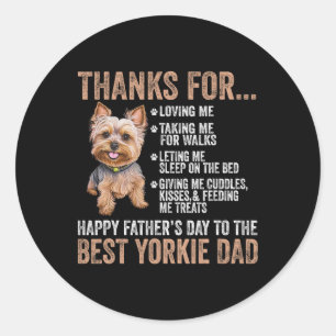 Frohen Vatertag dem besten Yorkie-Vater Yorkshire Runder Aufkleber