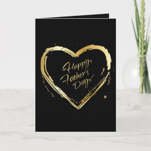 Frohen Vatertag! Elegante Gold-Herz-Kalligrafie Feiertagskarte