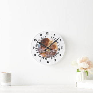Frohen Vatertag Lieb Dich Daddy Foto Runde Wanduhr