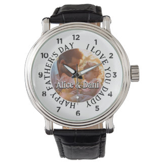 Frohen Vatertag Liebe dich Daddy Foto Armbanduhr