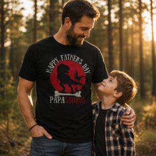 Frohen Vatertag Lustiger Vater Papasaurus T-Shirt
