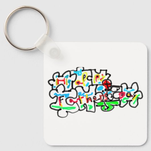 Frohen Vatertag Puzzle Kunst Schlüsselanhänger (Vorderseite)