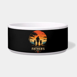 Frohen Vatertag Retro Sonnenuntergang Vater Sohn Napf