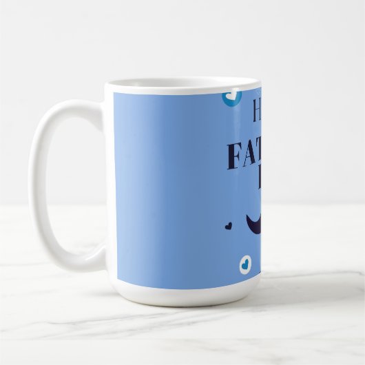Frohen Vatertag – Schnurrbart- und Herz-Design Kaffeetasse (Links)