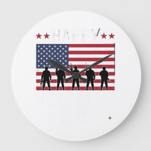 Frohen Veteranentag Flagge Silhouette Vektor Desig Große Wanduhr