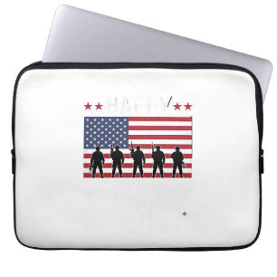 Frohen Veteranentag Flagge Silhouette Vektor Desig Laptopschutzhülle