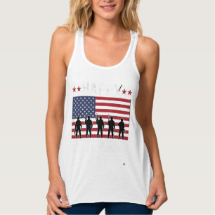 Frohen Veteranentag Flagge Silhouette Vektor Desig Tank Top