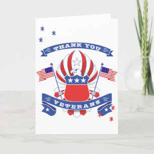 Frohen Veteranentag Weißkopfseeadler Amerika-Flagg Dankeskarte