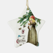 "Frohen Weihnacht-" Mädchen Keramikornament (Rechts)