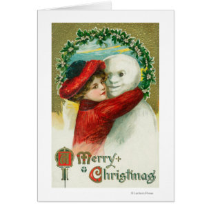 Frohen Weihnachten, die Schneemann-Szene umarmen