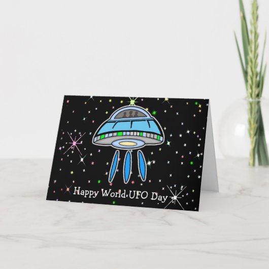 Frohen Welt-UFO-Tag am 24. Juni oder 2. Juli Karte (Vorderseite)