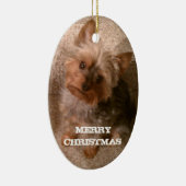 Frohen Yorkie Weihnachten Keramikornament (Rechts)