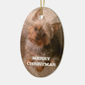 Frohen Yorkie Weihnachten Keramikornament (Links)