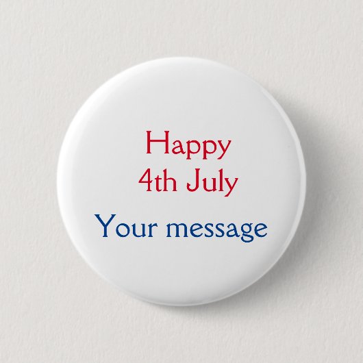 Froher 4. Juli Unabhängigkeitstag Name Text Button (Vorderseite)