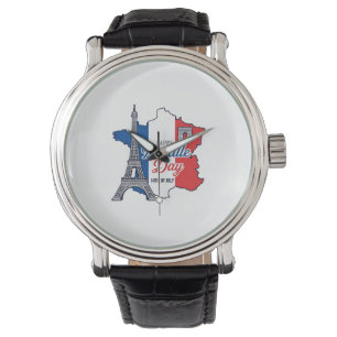 Froher Bastillestag Frankreich Karte Eiffelturm Ve Armbanduhr