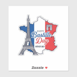 Froher Bastillestag Frankreich Karte Eiffelturm Ve Aufkleber