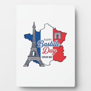 Froher Bastillestag Frankreich Karte Eiffelturm Ve Fotoplatte