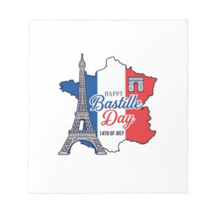 Froher Bastillestag Frankreich Karte Eiffelturm Ve Notizblock