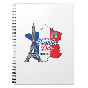 Froher Bastillestag Frankreich Karte Eiffelturm Ve Notizblock