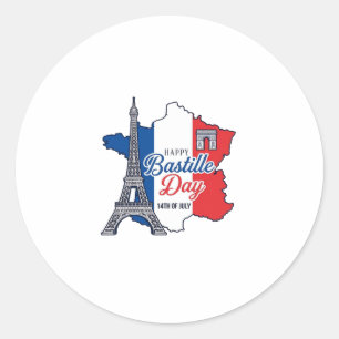 Froher Bastillestag Frankreich Karte Eiffelturm Ve Runder Aufkleber