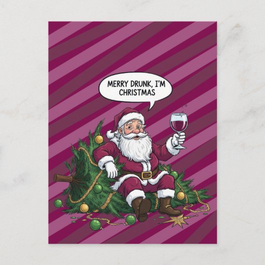 Froher betrunkener Weihnachtsmann Postkarte (Vorderseite)