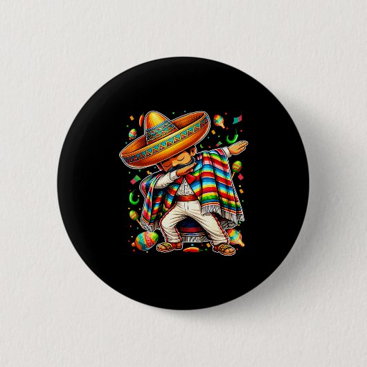 Froher Cinco de Mayo Dabbing Junge Mann mexikanisc Button (Vorderseite)