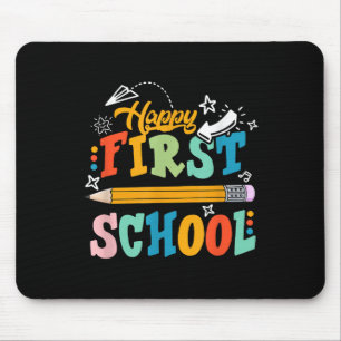 Froher erster Schultag Lehrer Schüler Kind zurück Mousepad